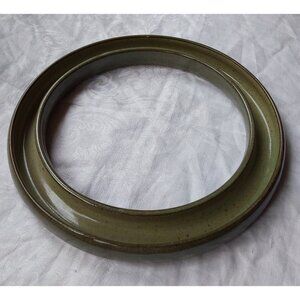 Very large posy ring green glaze handmade studio pottery signed Baty 9.5 inch